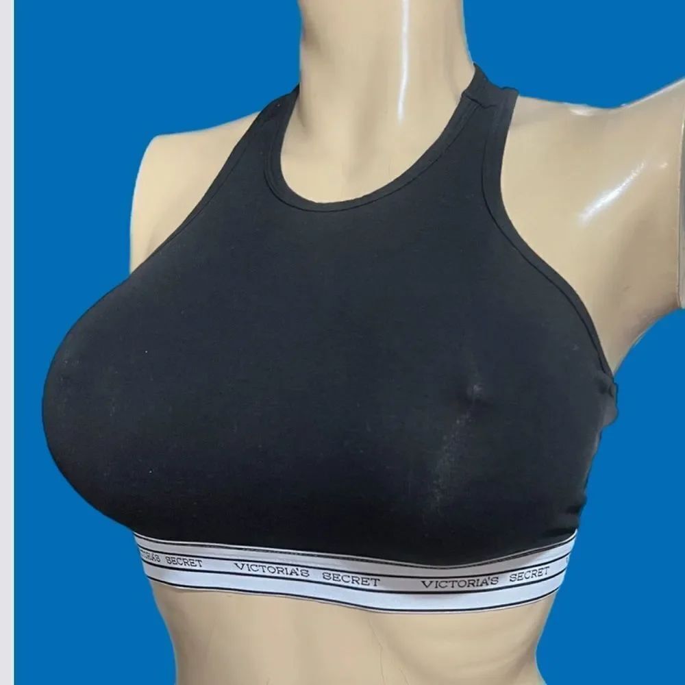 Victorias Secret Cotton Unlined High Neck bra Crop black Large
